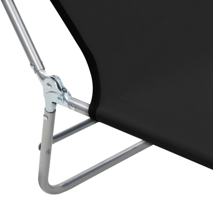 Chaises longues pliables lot de 2 Acier et tissu Noir – Image 8