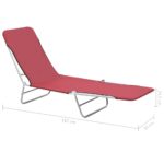 Chaises longues pliables lot de 2 Acier et tissu Rouge – Image 10