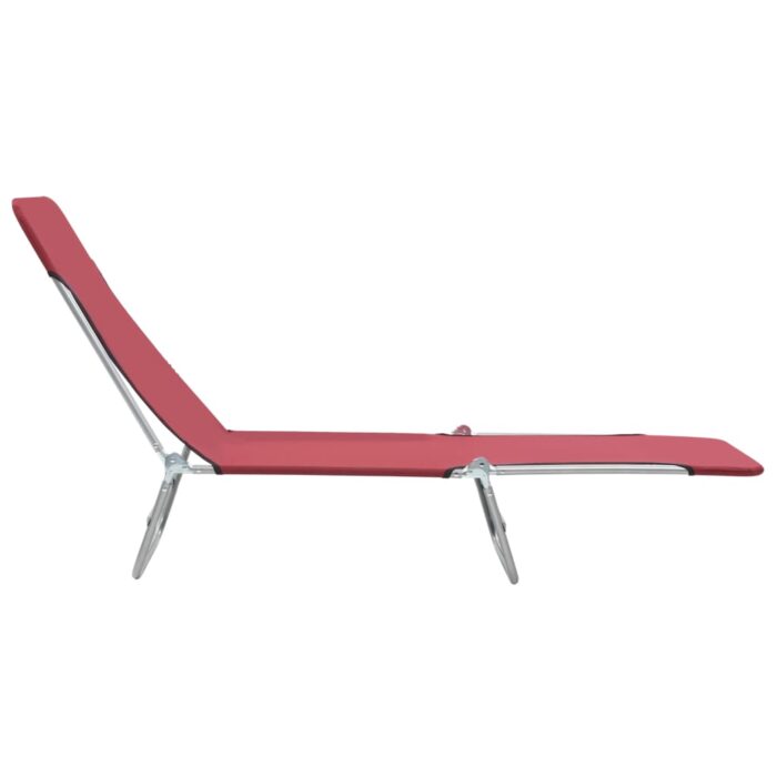 Chaises longues pliables lot de 2 Acier et tissu Rouge – Image 2