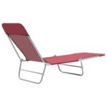 Chaises longues pliables lot de 2 Acier et tissu Rouge – Image 5