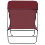 Chaises longues pliables lot de 2 Acier et tissu Rouge – Image 6