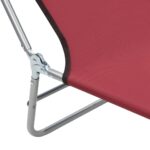 Chaises longues pliables lot de 2 Acier et tissu Rouge – Image 8