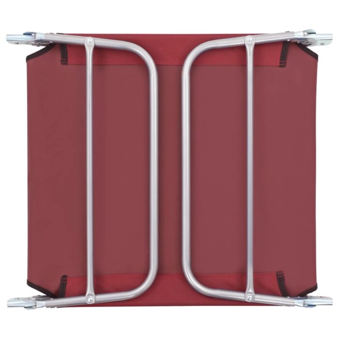 Chaises longues pliables lot de 2 Acier et tissu Rouge – Image 9