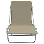 Chaises longues pliables lot de 2 Acier et tissu Taupe – Image 3
