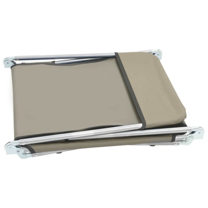 Chaises longues pliables lot de 2 Acier et tissu Taupe – Image 4