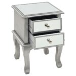 Table de chevet miroir MDF et verre 34,5 x 30 x 50 cm – Image 4