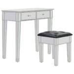 Coiffeuse miroir avec tabouret MDF et verre