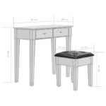 Coiffeuse miroir avec tabouret MDF et verre – Image 10