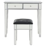 Coiffeuse miroir avec tabouret MDF et verre – Image 3