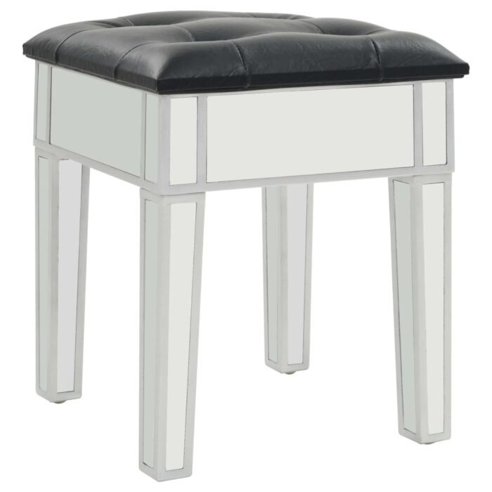 Coiffeuse miroir avec tabouret MDF et verre – Image 7