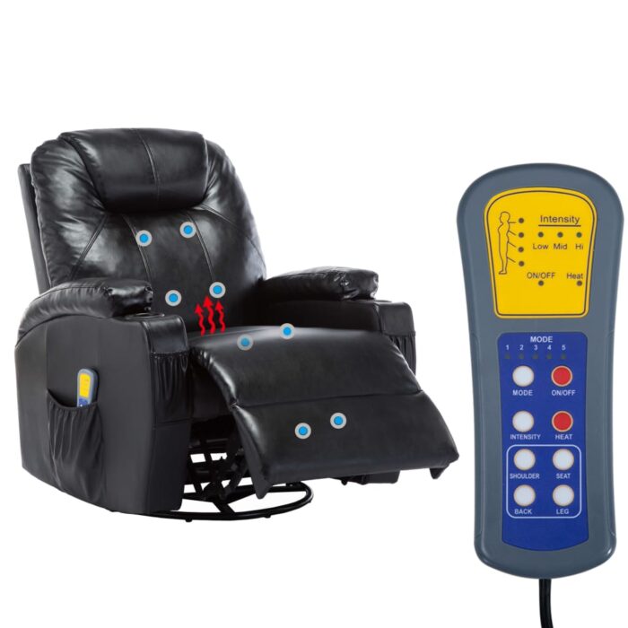 Fauteuil à bascule de massage Noir Similicuir – Image 10