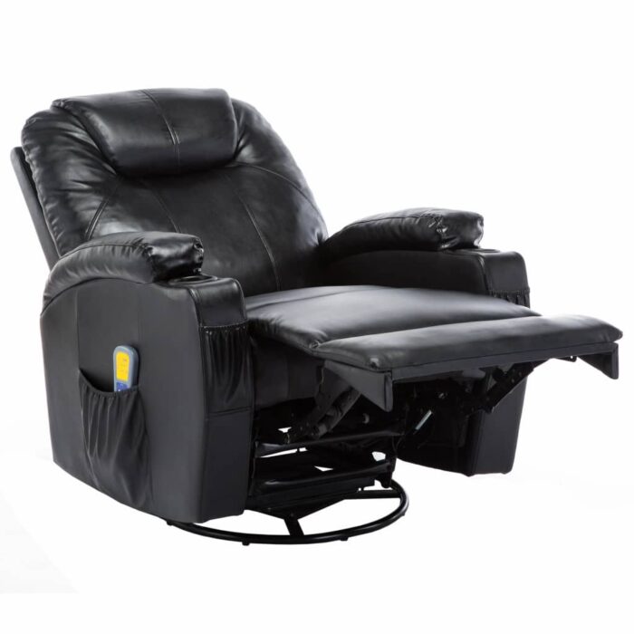 Fauteuil à bascule de massage Noir Similicuir – Image 4