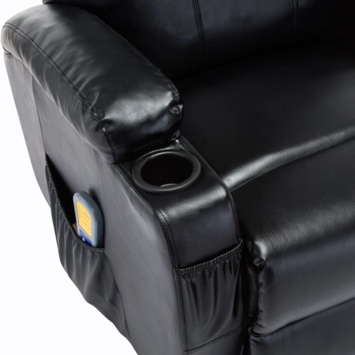 Fauteuil à bascule de massage Noir Similicuir – Image 8