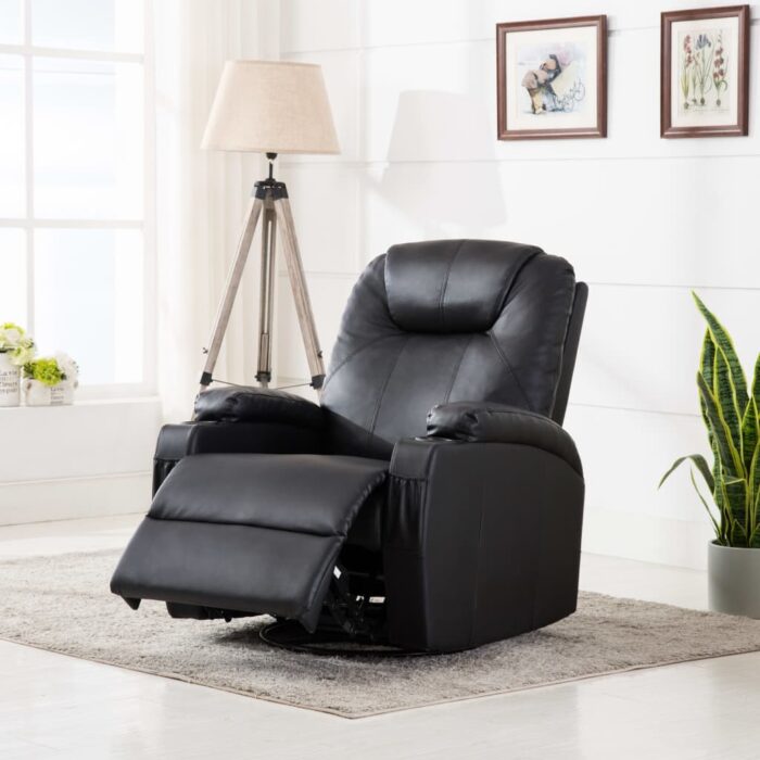 Fauteuil à bascule de massage Noir Similicuir – Image 1