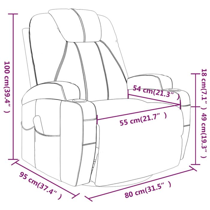 Fauteuil à bascule de massage Crème Similicuir – Image 12
