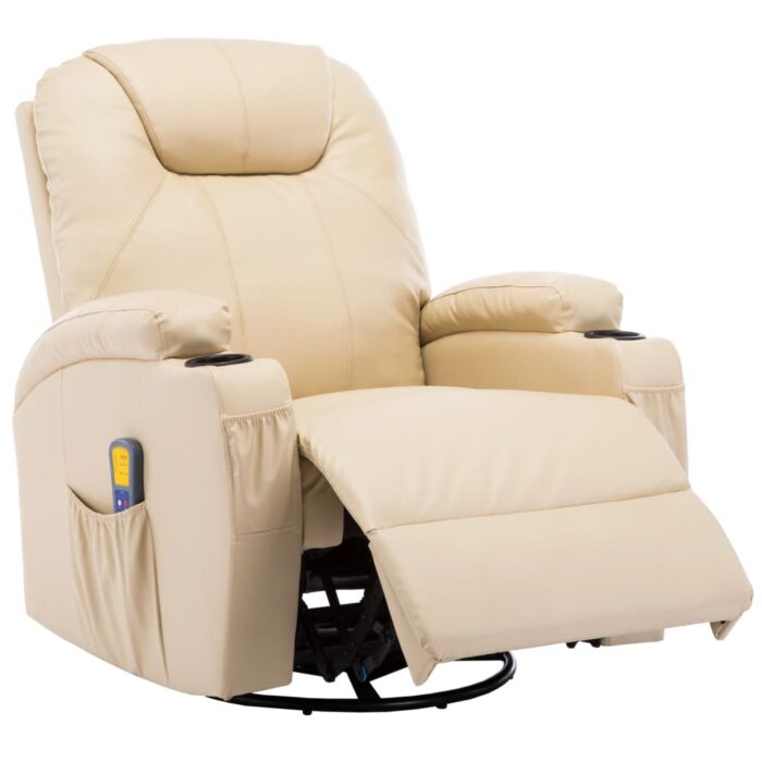 Fauteuil à bascule de massage Crème Similicuir – Image 3