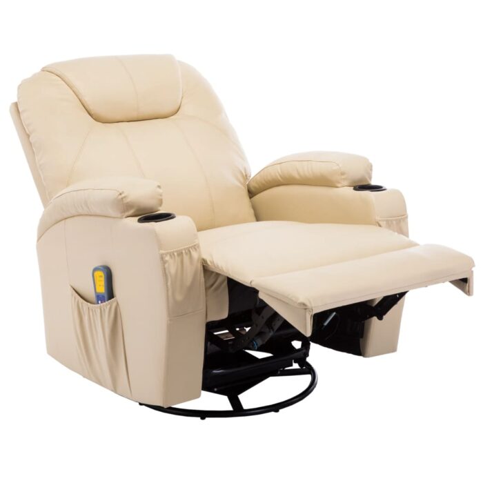 Fauteuil à bascule de massage Crème Similicuir – Image 4