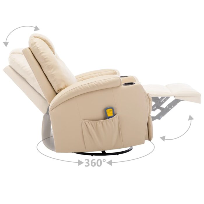 Fauteuil à bascule de massage Crème Similicuir – Image 6