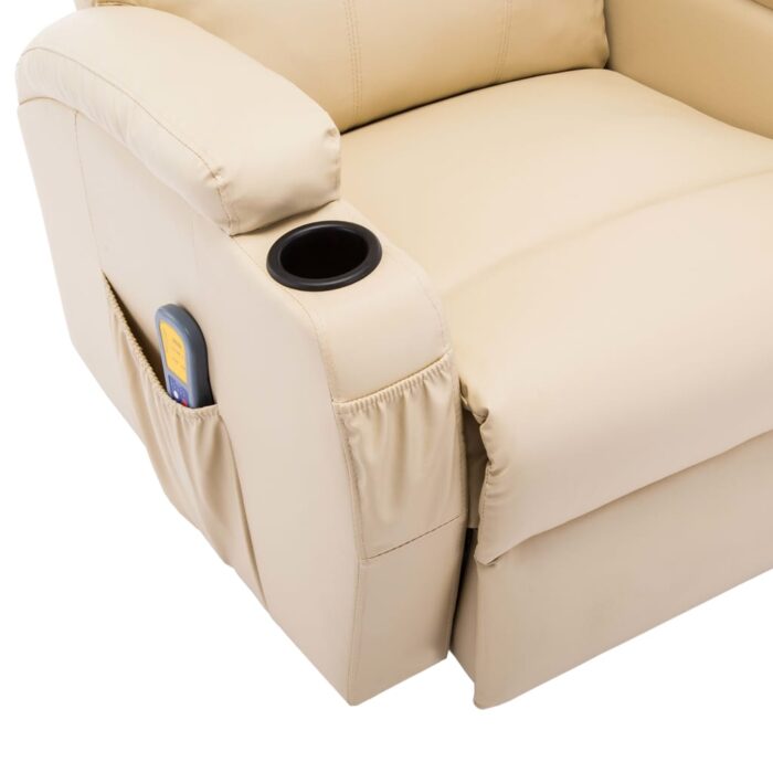 Fauteuil à bascule de massage Crème Similicuir – Image 8