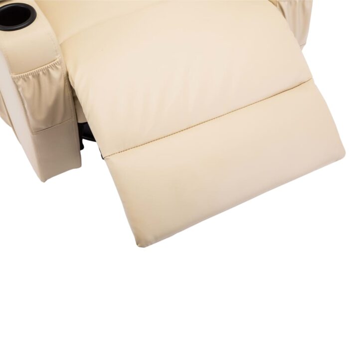 Fauteuil à bascule de massage Crème Similicuir – Image 9