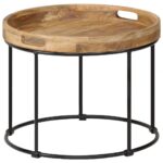 Table basse Bois de manguier massif et acier 50x40 cm – Image 10