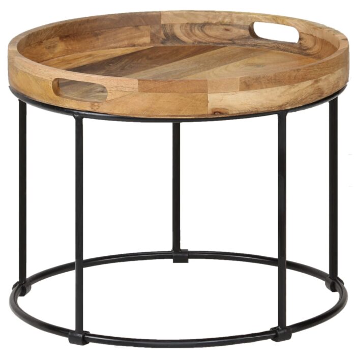 Table basse Bois de manguier massif et acier 50x40 cm – Image 11