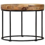 Table basse Bois de manguier massif et acier 50x40 cm – Image 2