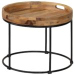 Table basse Bois de manguier massif et acier 50x40 cm – Image 3