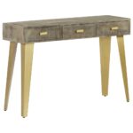 Table console Bois de manguier Gris avec laiton 110x35x76 cm – Image 10