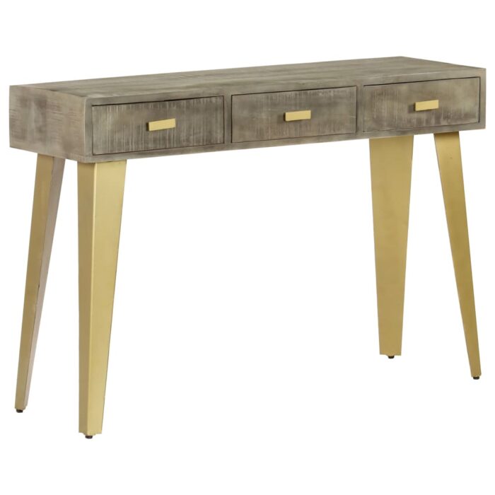 Table console Bois de manguier Gris avec laiton 110x35x76 cm – Image 10