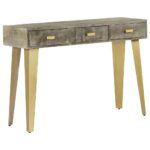 Table console Bois de manguier Gris avec laiton 110x35x76 cm – Image 12