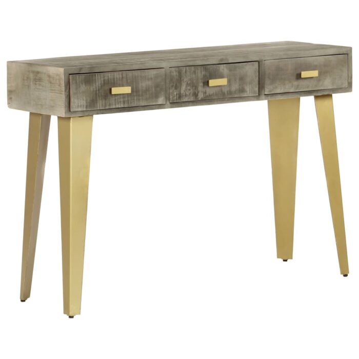 Table console Bois de manguier Gris avec laiton 110x35x76 cm – Image 12