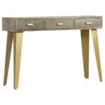 Table console Bois de manguier Gris avec laiton 110x35x76 cm – Image 2