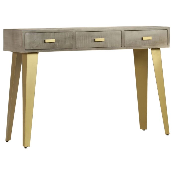 Table console Bois de manguier Gris avec laiton 110x35x76 cm – Image 2