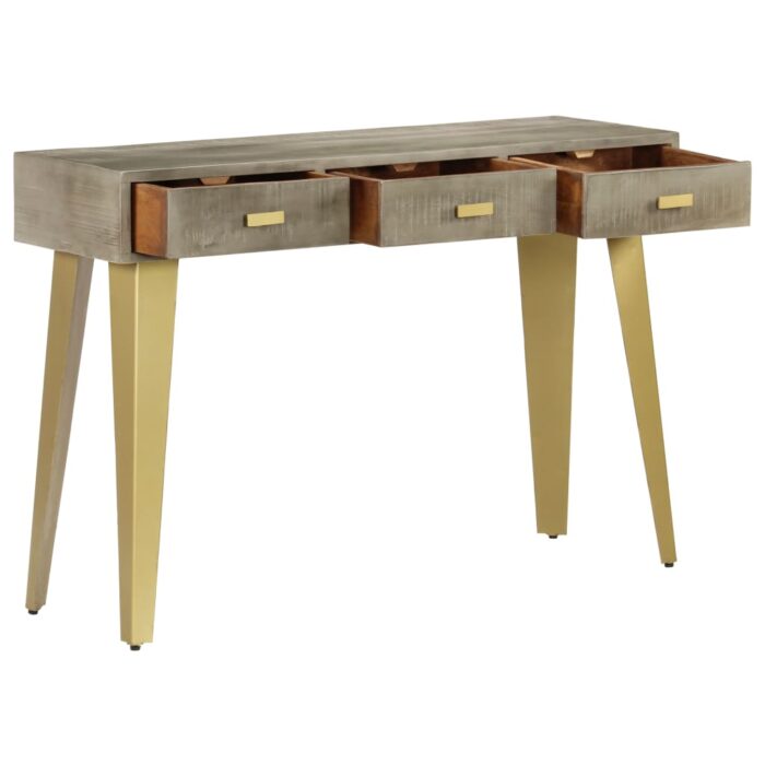 Table console Bois de manguier Gris avec laiton 110x35x76 cm – Image 3