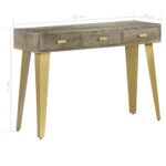 Table console Bois de manguier Gris avec laiton 110x35x76 cm – Image 9