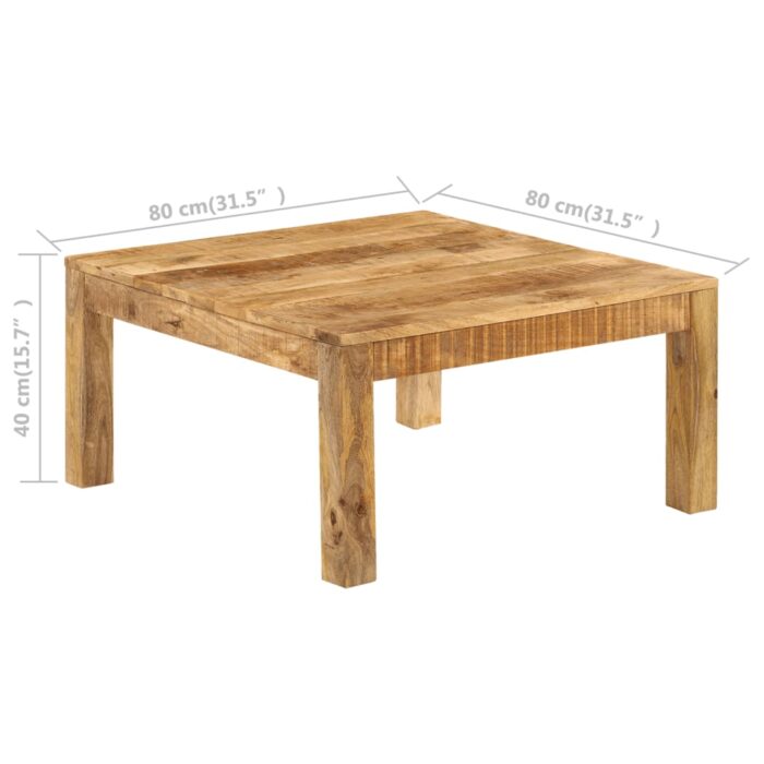 Table basse 80x80x40 cm Bois de manguier massif – Image 8