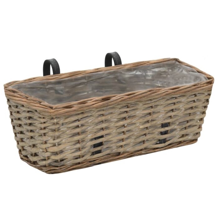 Jardinière de balcon 2 pcs Osier avec doublure en PE 40 cm – Image 2