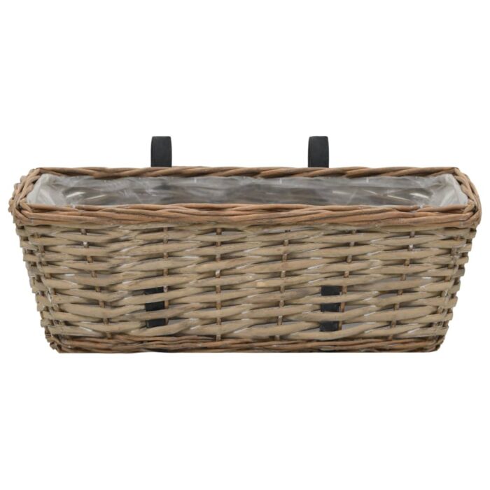 Jardinière de balcon 2 pcs Osier avec doublure en PE 40 cm – Image 3