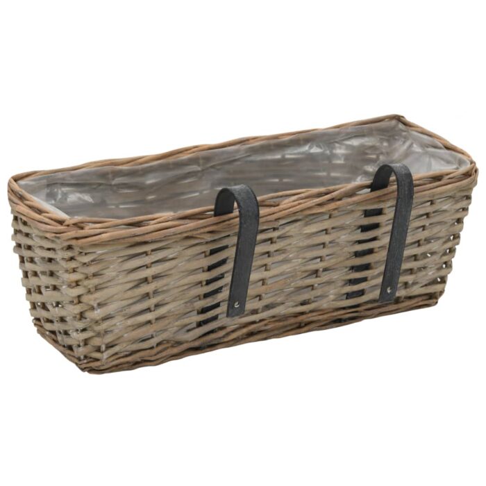 Jardinière de balcon 2 pcs Osier avec doublure en PE 40 cm – Image 4