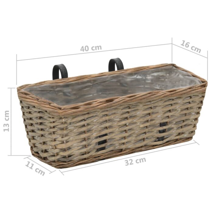 Jardinière de balcon 2 pcs Osier avec doublure en PE 40 cm – Image 5