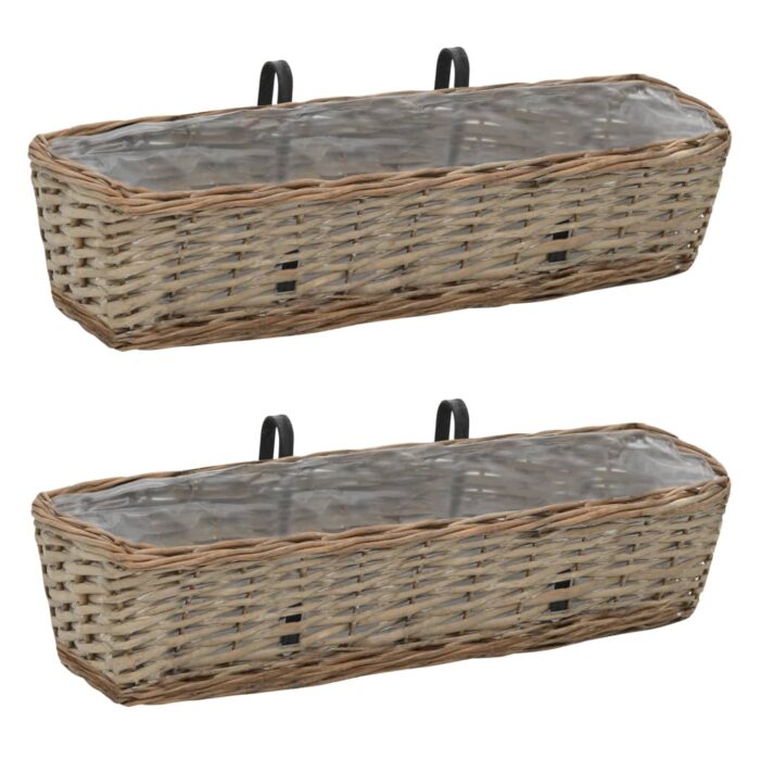 Jardinière de balcon 2 pcs Osier avec doublure en PE 60 cm – Image 1