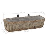 Jardinière de balcon 2 pcs Osier avec doublure en PE 60 cm – Image 5