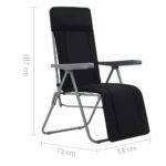 Chaises pliables de jardin avec coussins lot de 2 Noir – Image 10