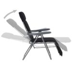 Chaises pliables de jardin avec coussins lot de 2 Noir – Image 2