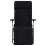 Chaises pliables de jardin avec coussins lot de 2 Noir – Image 3