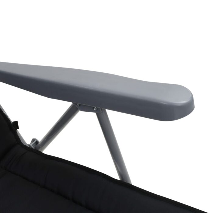 Chaises pliables de jardin avec coussins lot de 2 Noir – Image 7