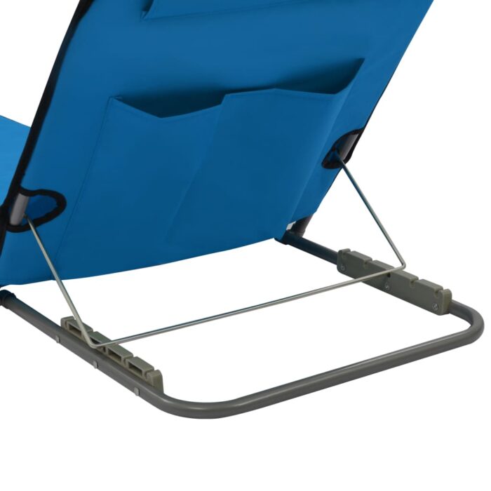 Tapis de plage pliables 2 pcs Acier et tissu Bleu – Image 4