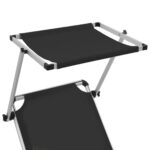 Chaise longue pliable avec toit Aluminium et textilène Noir – Image 5