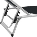 Chaise longue pliable avec toit Aluminium et textilène Noir – Image 7